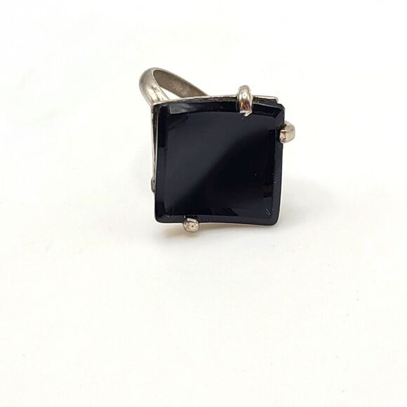 Retro 60's Judy-Lee Black Onyx Adjustable Ring - Picture 2 of 6